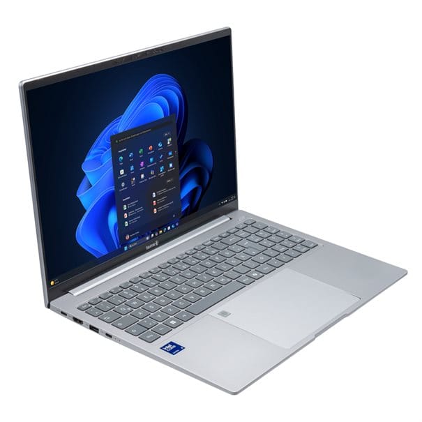 TERRA MOBILE 1552 in der Seitenansicht mit beleuchteter Tastatur und Fingerprint-Sensor